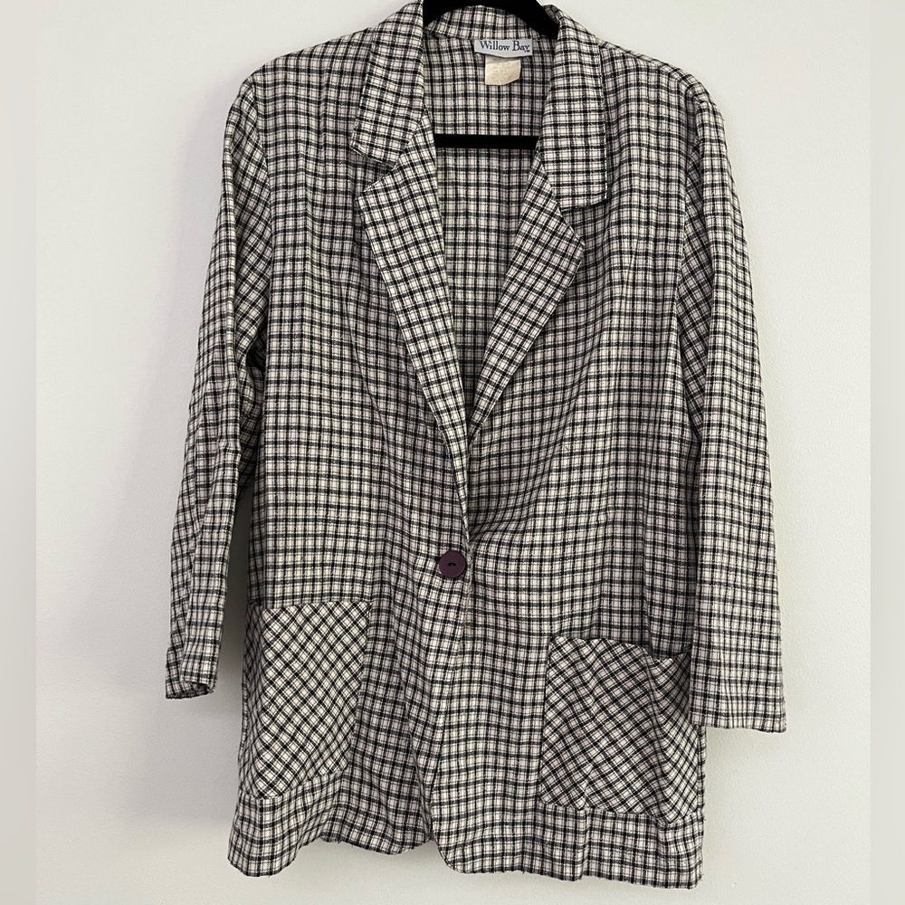 Vintage Willow Bay Plaid Lightweight Blazer Jacket